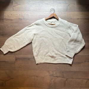 Christian Siriano crew neck ribbed wool blend knit sweater